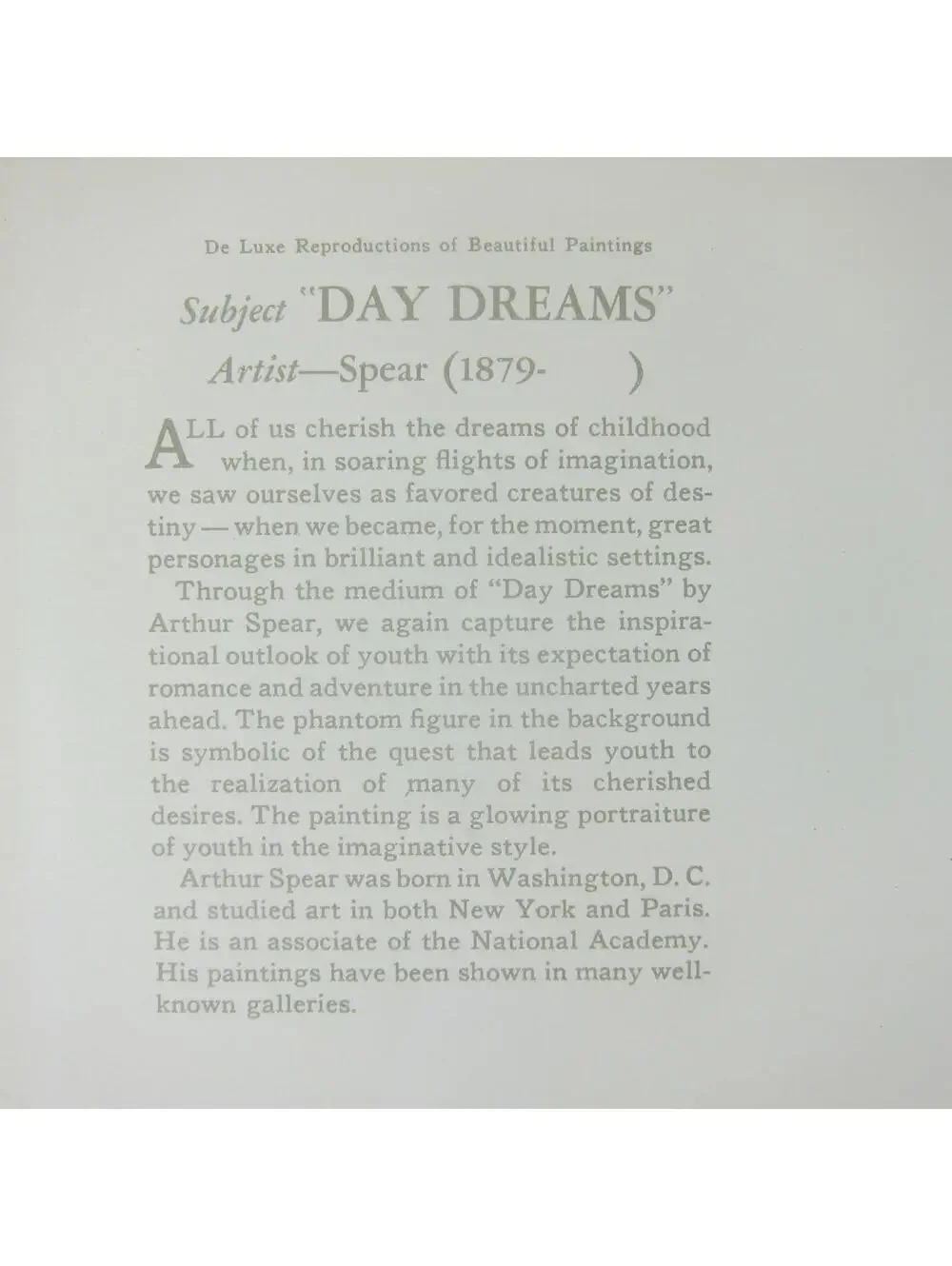 Vintage 1935 Litho Art Print Fantasy Day Dreams Arthur Spear Horse Clouds 16x12
